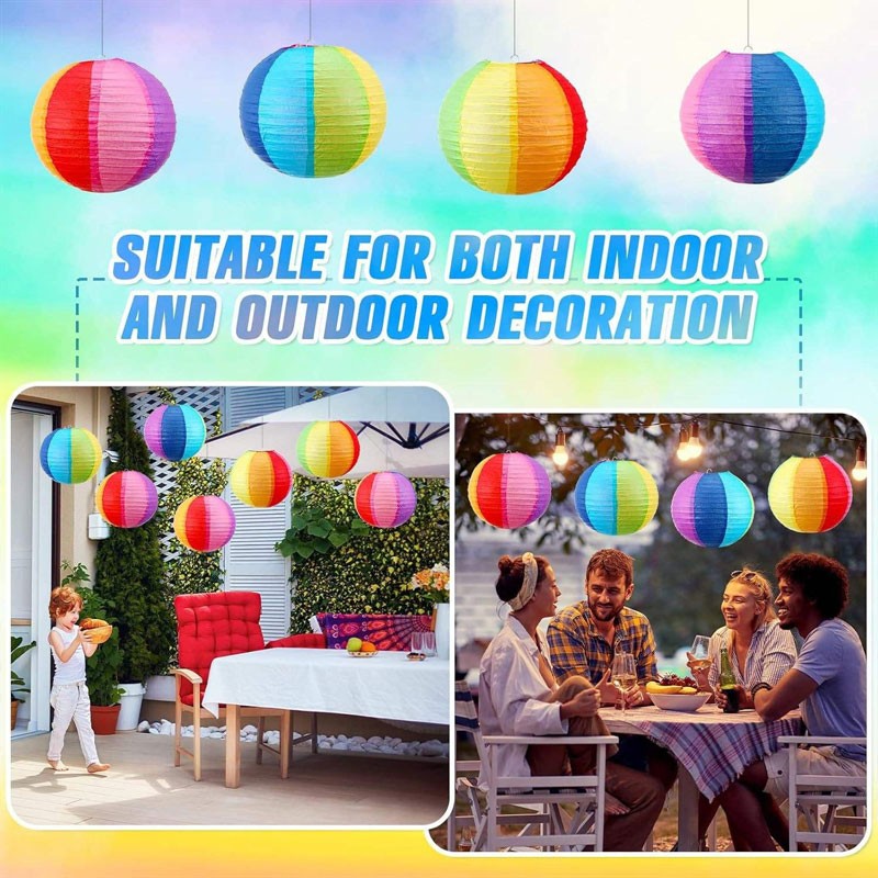 12-Pack Beach Ball Paper Lanterns (8-Inch),Pool Party Decorations Summer Luau Themed Round Hanging Decor for Office Classroom Home Outdoor Indoor Party Supplies - Image 3