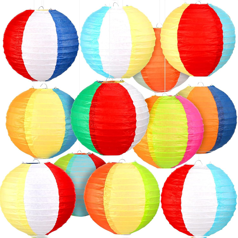 ML251103-12-Pack-Beach-Ball-Paper-Lanterns-(8-Inch),-Pool-Party-Decorations-Summer-Luau-Themed-Round-Hanging-Decor-for-Office-Classroom-Home-Outdoor-Indoor-Party-Supplies-sku