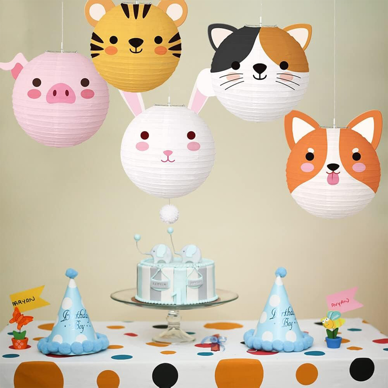ML251106-11-Pack-Forest-Animal-Paper-Lanterns-(10-Inch),-Hanging-Wild-Animal-Decor-(Elephant,-Lion,-Tiger,-Bear-&-More)-for-Kids'-Birthday-Jungle-Party,-Classroom-&-Nursery-Setup-usage-scene
