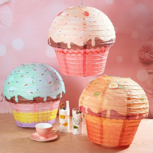 ML251107-3-Pack-Cupcake-Paper-Lanterns-(12.6-Inch),-Candy-Land-Themed-Decor-for-Halloween,-Birthday,-Baby-Shower-&-Wedding-Party-Setup-front-view