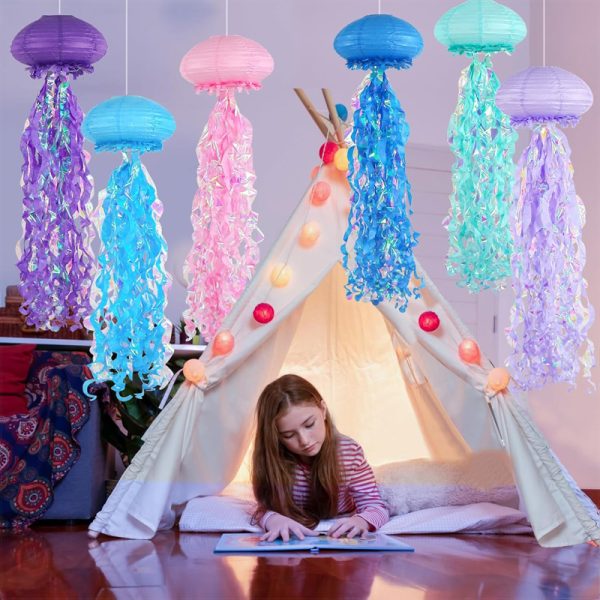 ML251108-6-Pack-Jellyfish-Paper-Lanterns-(10-Inch-Multi-Color-with-Sequins),-Underwater-Theme-Hanging-Decor-for-Mermaid-Ocean-Birthday-Parties,-Baby-Showers-&-Classroom-Setup-usage-scene2