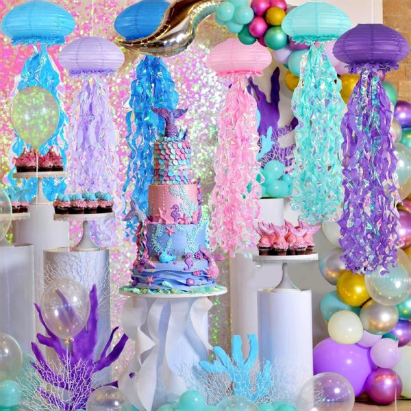 ML251108-6-Pack-Jellyfish-Paper-Lanterns-(10-Inch-Multi-Color-with-Sequins),-Underwater-Theme-Hanging-Decor-for-Mermaid-Ocean-Birthday-Parties,-Baby-Showers-&-Classroom-Setup-usage-scene3