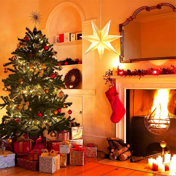 ML251201-Paper-Star-Lantern-with-Fairy-String-Lights-(90LED-18-inches),-Seven-pointed-Lampshades-for-Christmas-Wedding-Party-Decorations-with-Easy-Hang-Strings-usage-scene3