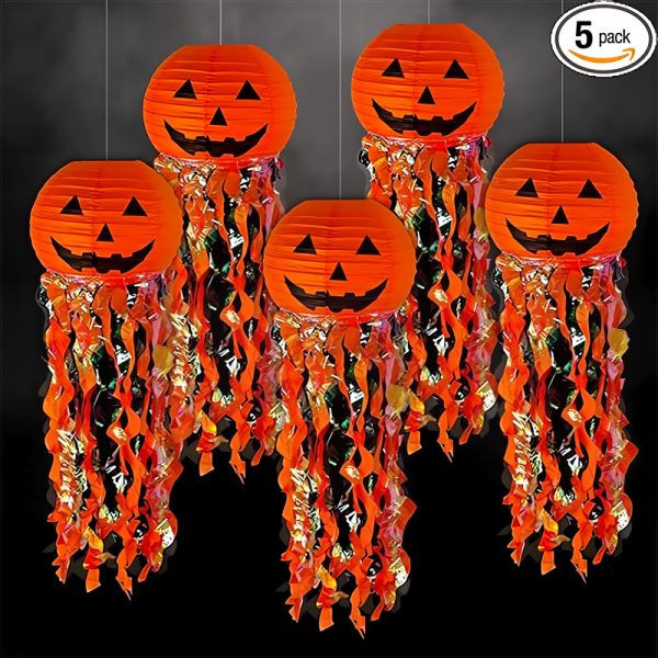 ML251202-5-Pack-Halloween-Pumpkin-Jelly-Paper-Lanterns-(10-inches),-Hanging-Ghost-House-Decor-for-Spooky-Halloween-Party-front-view