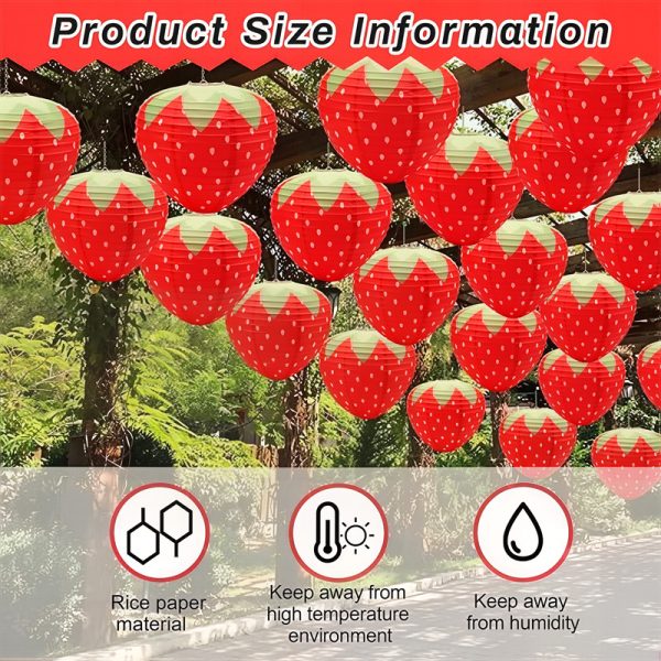 ML251203-4-Pack-Strawberry-Paper-Lanterns-(8-12-inches),-Hanging-Decor-for-Kids'-Birthday-Party-&-Indoor-Holiday-Room-Decor--information