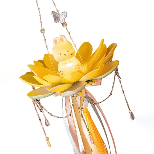 ML251208-Chinese-New-Year-Glowing-Jade-Rabbit-Lotus-Lantern-(7.87'×3.94'×25.59'),-DIY-Craft-Kit-for-Spring-Festival-&-Lantern-Festival-Hanfu-Handheld-Decoration-front-view