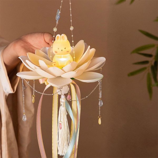 ML251208-Chinese-New-Year-Glowing-Jade-Rabbit-Lotus-Lantern-(7.87'×3.94'×25.59'),-DIY-Craft-Kit-for-Spring-Festival-&-Lantern-Festival-Hanfu-Handheld-Decoration-front-view1