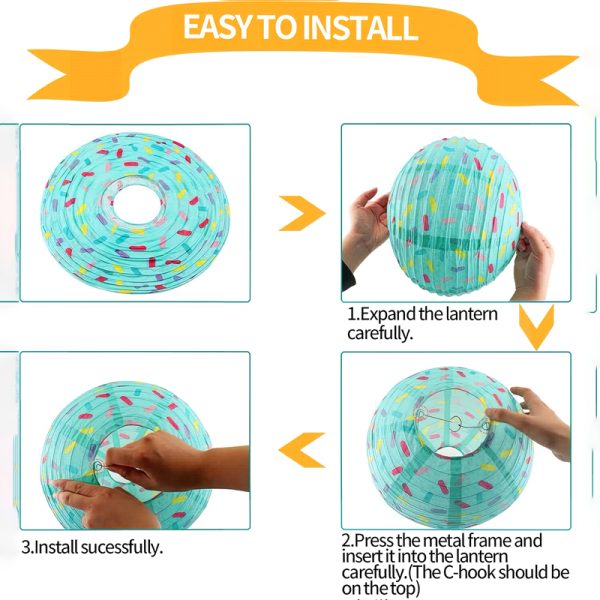 ML251211-Donut-Macaron-Candy-Paper-Lantern-(12-inches),-Hanging-Decor-for-Kids'-Back-to-School-Party-&-Indoor-Celebration-install-way