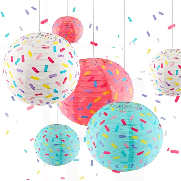 6-Pack Donut Macaron Candy Paper Lantern (12 inches), Hanging Decor for Kids' Back-to-School Party & Indoor Celebration