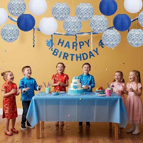 ML251214-Chinese-New-Year-Blue-and-White-Porcelain-Paper-Lantern-(8-inches),-12-15-Pack-Hanging-Decor-for-Spring-Festival-Indoor-Traditional-Atmosphere-Setup-birthday-usage-scence