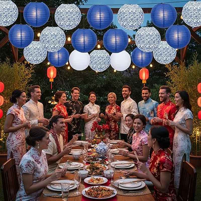 ML251214-Chinese-New-Year-Blue-and-White-Porcelain-Paper-Lantern-(8-inches),-12-15-Pack-Hanging-Decor-for-Spring-Festival-Indoor-Traditional-Atmosphere-Setup-usage-scence2