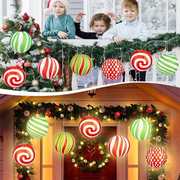 ML251217-12-Pack-Christmas-Lollipop-Paper-Lantern-(8-inches),--Hanging-Decor-for-Kids'-Classroom-&-Party-Indoor-Decoration-Setup-usage-scence