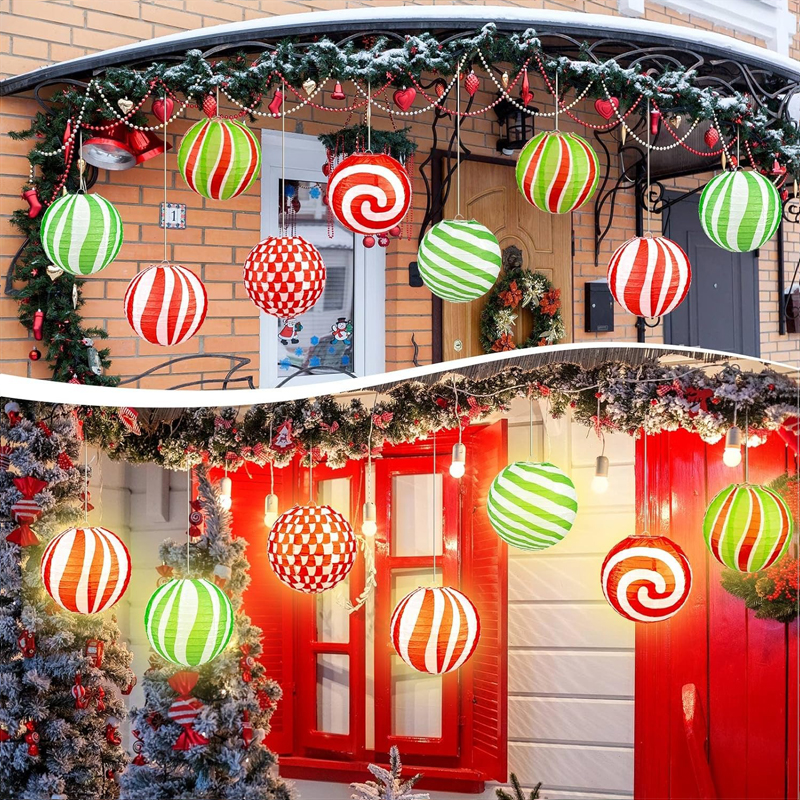 ML251217-12-Pack-Christmas-Lollipop-Paper-Lantern-(8-inches),--Hanging-Decor-for-Kids'-Classroom-&-Party-Indoor-Decoration-Setup-usage-scence1