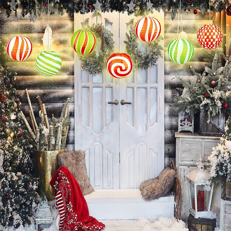 12-Pack Christmas Lollipop Paper Lantern (8 inches), Hanging Decor for Kids' Classroom & Party Indoor Decoration Setup - Image 4