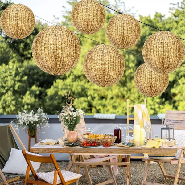 ML251223-9-Pack-Burlap-Like-Paper-Lantern-(8-10-12-inches),--Hanging-Decor-for-Kids'-Birthday-&-Wedding-Party-Indoor-Setup-usage-scene4