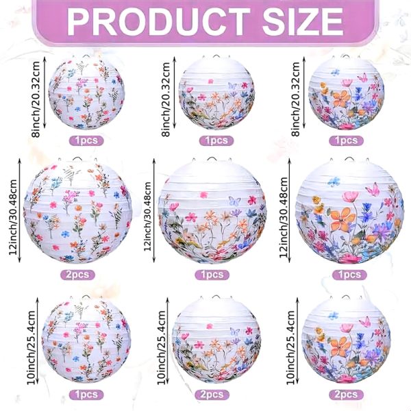 ML251224-12-Pack-Butterfly-Floral-Paper-Lantern-(8-10-12-inches),--Hanging-Decor-for-Wedding-&-Kids'-Party-Indoor-Setup-size