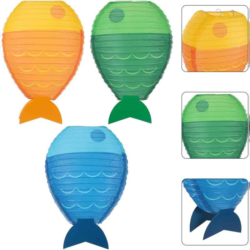 3-Pack Colorful Fish Shaped Paper Lantern (8 inches), Wholesale Decor for Festival & Indoor Party Setup - Image 9