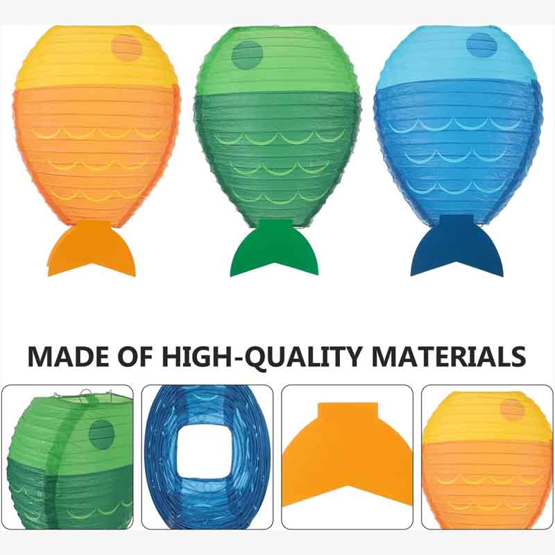 3-Pack Colorful Fish Shaped Paper Lantern (8 inches), Wholesale Decor for Festival & Indoor Party Setup - Image 12