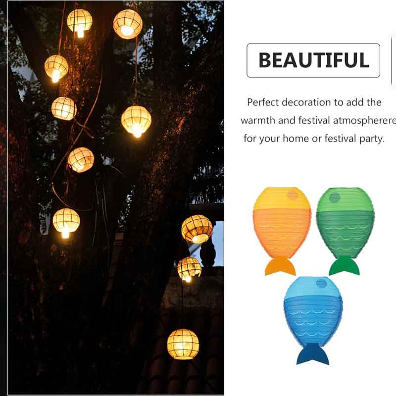 3-Pack Colorful Fish Shaped Paper Lantern (8 inches), Wholesale Decor for Festival & Indoor Party Setup - Image 4