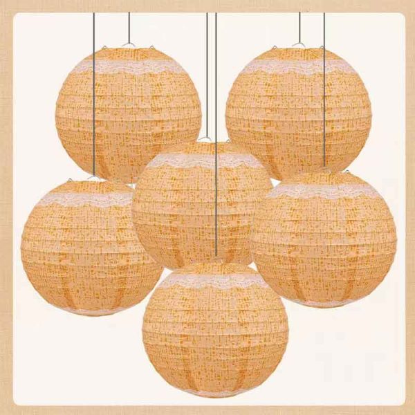 ML251227-12-Pack-Floral-Lace-Paper-Lantern-(8-inches),-Rustic-Wedding-Decor-for-Western-Bridal-Room-&-Indoor-Celebration-Setup-front-view
