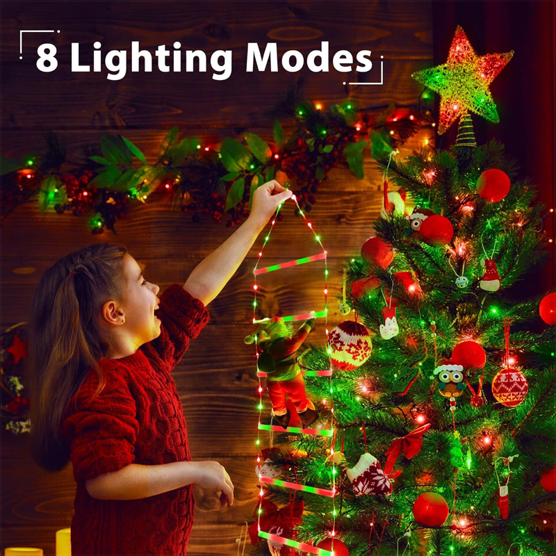 ML251229-1-Pack-LED-Christmas-Ladder-Lights-(5.25ft-8-Rung---9.84ft-12-Rung-Optional),-USB-Powered-with-Remote,-Santa-Pattern-Decor-for-Indoor-Outdoor,-Window,-Garden-&-Christmas-Party-Setup-light-modes
