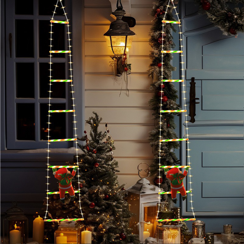ML251229-1-Pack-LED-Christmas-Ladder-Lights-(5.25ft-8-Rung---9.84ft-12-Rung-Optional),-USB-Powered-with-Remote,-Santa-Pattern-Decor-for-Indoor-Outdoor,-Window,-Garden-&-Christmas-Party-Setup-principle-view