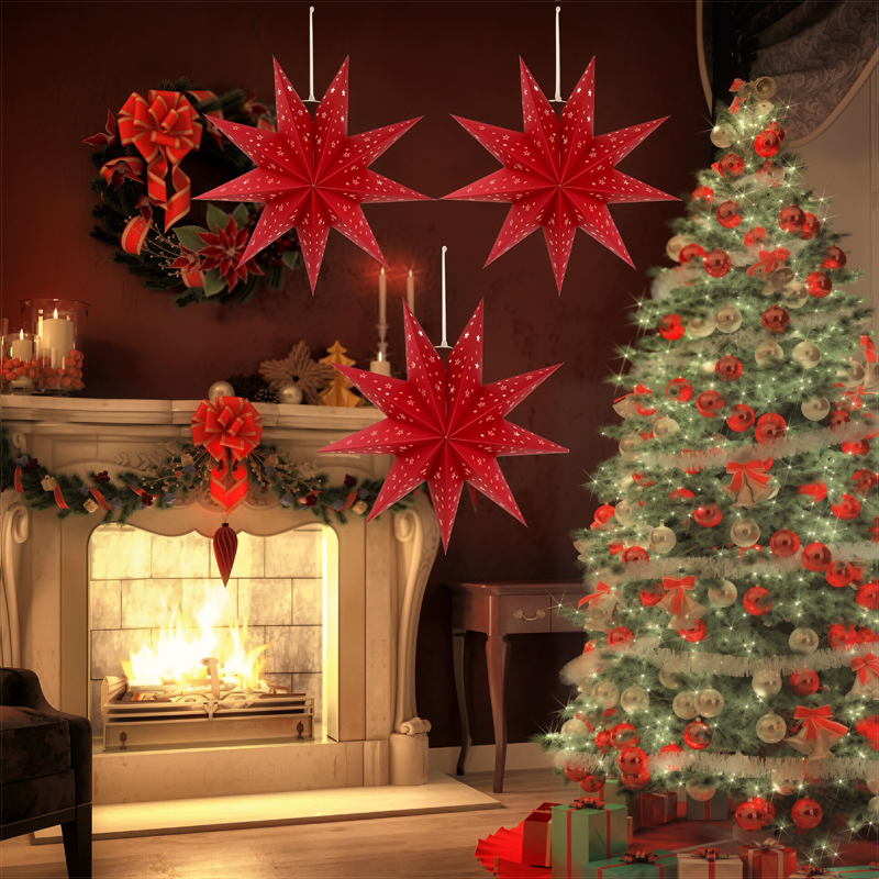 ML251230-3-Pack-Red-Paper-Star-Lantern-(13.78-inches),-Hanging-Decor-for-Christmas,-New-Year,-Wedding-&-Party-Indoor-Outdoor-Setup-usage-scence3