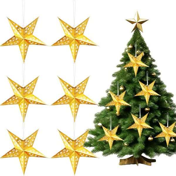 ML251231-12-Pack-3D-Gold-Paper-Star-Lantern-(11.81-inches),-Vintage-Hanging-Decor-for-Christmas,-New-Year,-Wedding-&-Home-Party-Setup-principle-view
