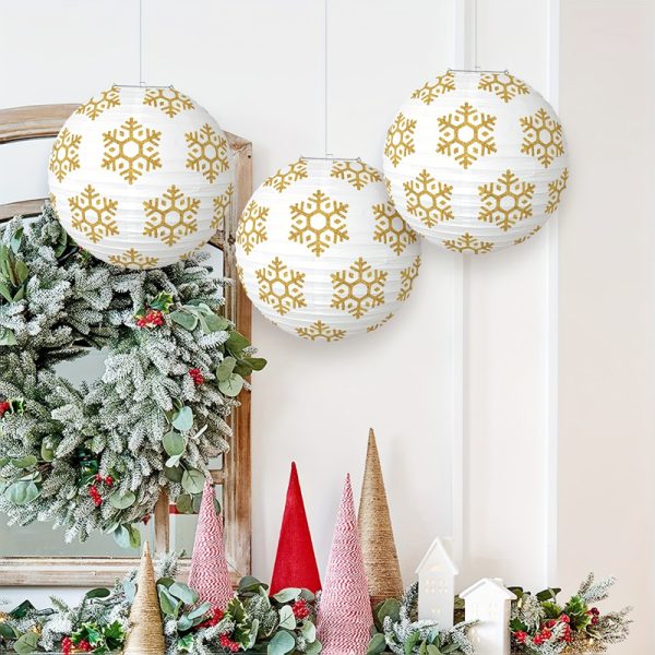 ML251232-6-Pack-White-&-Gold-Snowflake-Paper-Lantern-(11.81-inches),-Hanging-Decor-for-Christmas,-Winter-Party-&-Indoor-Outdoor-Holiday-Setup-usage-scence