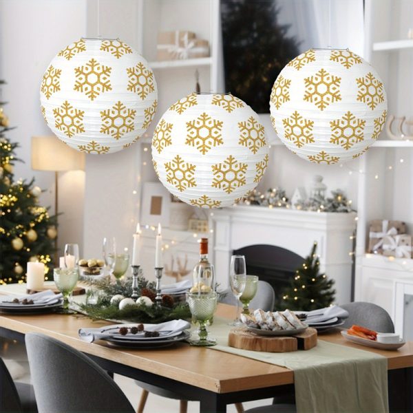 ML251232-6-Pack-White-&-Gold-Snowflake-Paper-Lantern-(11.81-inches),-Hanging-Decor-for-Christmas,-Winter-Party-&-Indoor-Outdoor-Holiday-Setup-usage-scence2