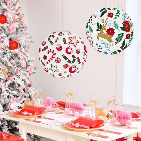 ML251234-6-Pack-Christmas-Paper-Ball-Lanterns-(12-inches),-Festive-Hanging-Decor-with-Santa-Reindeer-Patterns-for-Christmas-Tree,-Holiday-Party-&-Indoor-Setup-usage-scence