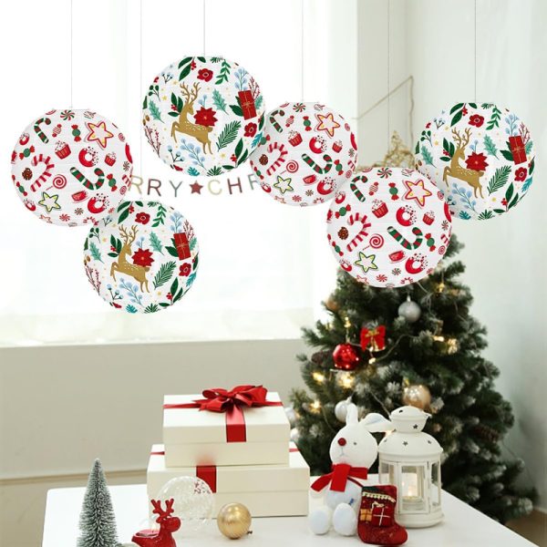 ML251234-6-Pack-Christmas-Paper-Ball-Lanterns-(12-inches),-Festive-Hanging-Decor-with-Santa-Reindeer-Patterns-for-Christmas-Tree,-Holiday-Party-&-Indoor-Setup-usage-scence1