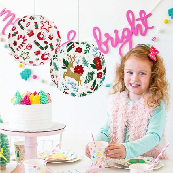 ML251234-6-Pack-Christmas-Paper-Ball-Lanterns-(12-inches),-Festive-Hanging-Decor-with-Santa-Reindeer-Patterns-for-Christmas-Tree,-Holiday-Party-&-Indoor-Setup-usage-scence2