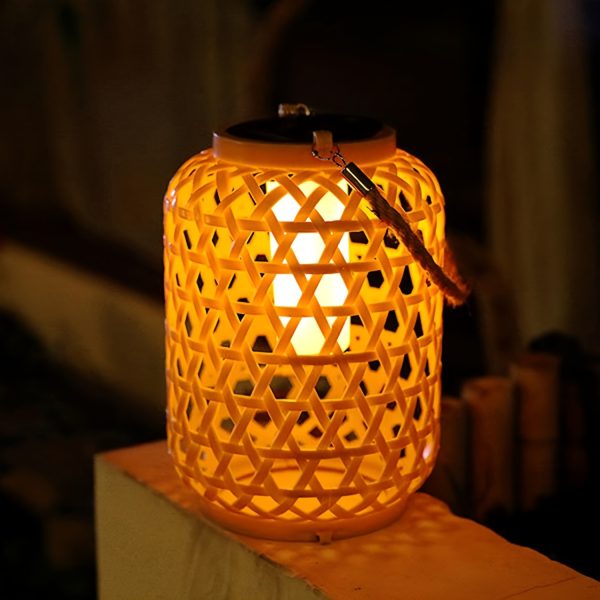 ML251236-1-Pack-Solar-Powered-Bamboo-Weave-Lantern-(8.9in-Tall),-IP44-Waterproof-Warm-Light-Decor-with-Hollow-Pattern,-Ideal-for-Garden,-Courtyard,-Balcony-&-Homestay-Hanging-Table-Setup-principal view