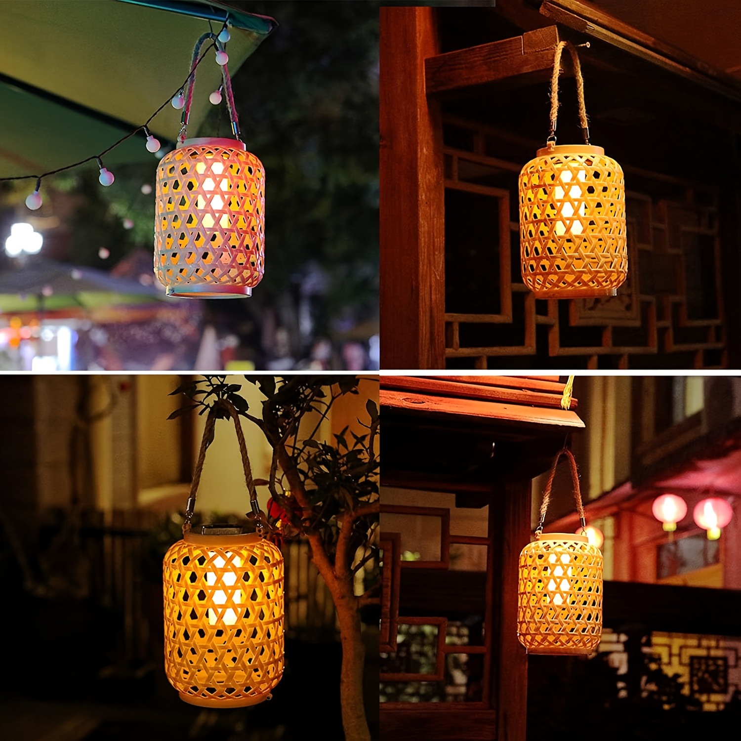 ML251236-1-Pack-Solar-Powered-Bamboo-Weave-Lantern-(8.9in-Tall),-IP44-Waterproof-Warm-Light-Decor-with-Hollow-Pattern,-Ideal-for-Garden,-Courtyard,-Balcony-&-Homestay-Hanging-Table-Setup-usage scene