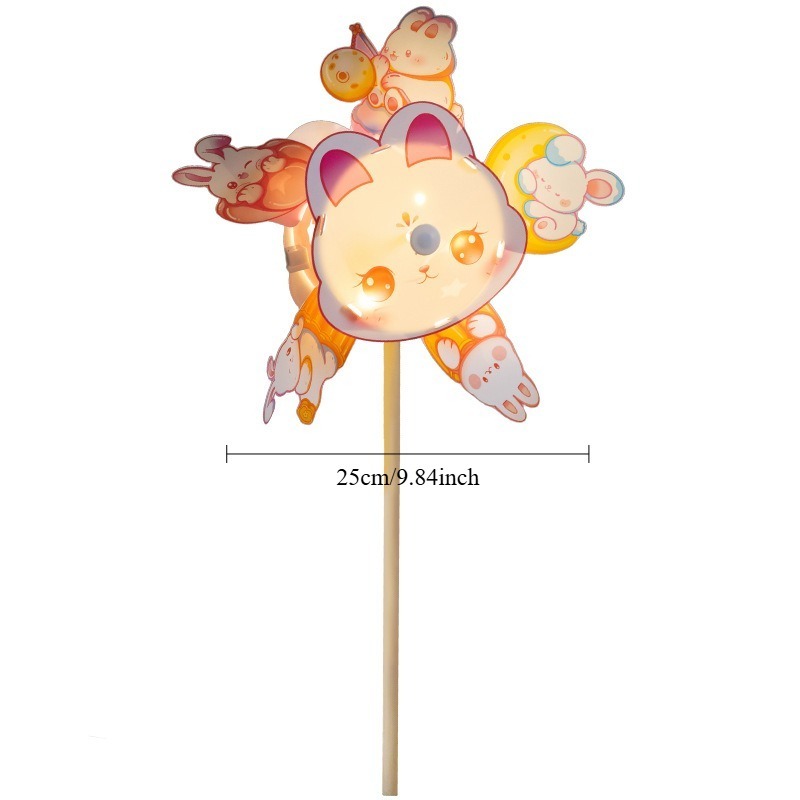 ML251240 1-Pack Light-Up Handheld Windmill Lantern 10-Inch (Multiple Styles Available), PVC Waterproof Festive Decor for Mid-Autumn & Holiday Parties, Indoor:Outdoor Kids’ Activity & Celebration Use size