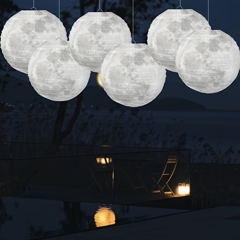 ML251242 6-Pack Moon-Themed Paper Lanterns 10-Inch(Classic Chinese Design) Hanging Decor for Indoor Bedroom, Classroom & Outdoor Garden Party Decorations usage scene4