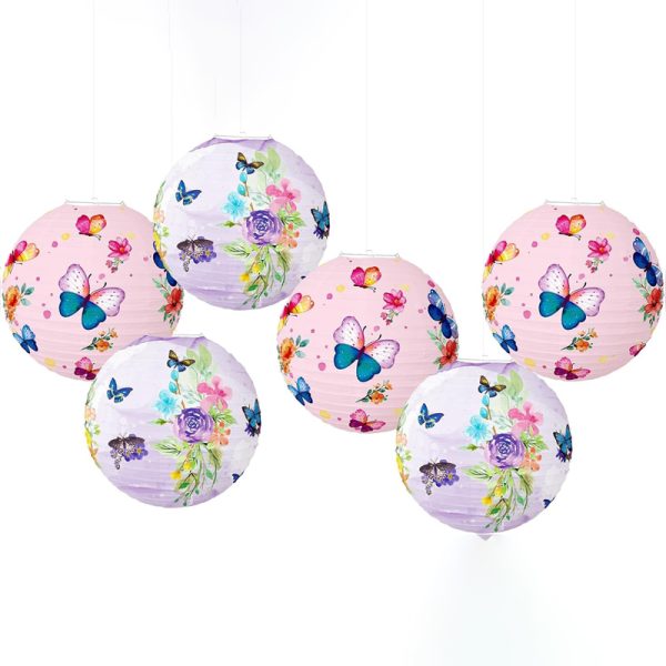 ML251243-6-Pack-Butterfly-&-Floral-Paper-Lanterns-12-Inch-(Pink-&-Purple)---Reusable-Hanging-Decor-for-Birthday,-Baby-Shower-&-Indoor-Outdoor-Garden-Party-Setup-sku