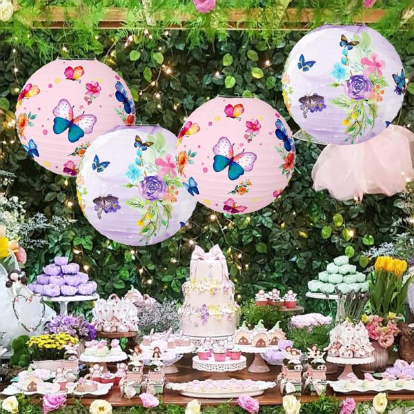 ML251243-6-Pack-Butterfly-&-Floral-Paper-Lanterns-12-Inch-(Pink-&-Purple)---Reusable-Hanging-Decor-for-Birthday,-Baby-Shower-&-Indoor-Outdoor-Garden-Party-Setup-usage-scene4