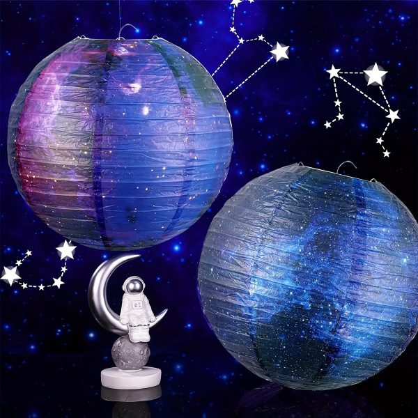ML251244 8-Pack Space Galaxy Paper Lanterns (8 & 12 Inches) - Starry-Themed Hanging Decor for Kids’ Birthday, Space Party & Indoor:Outdoor Room Setup principal view