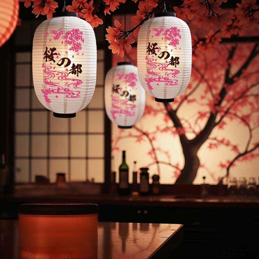 2-Pack Japanese Cherry Blossom Paper Lanterns (12 Inches) - Traditional Style Hanging Decor for Restaurants, Cafes, Indoor Shops & Festival Decorations - Image 3