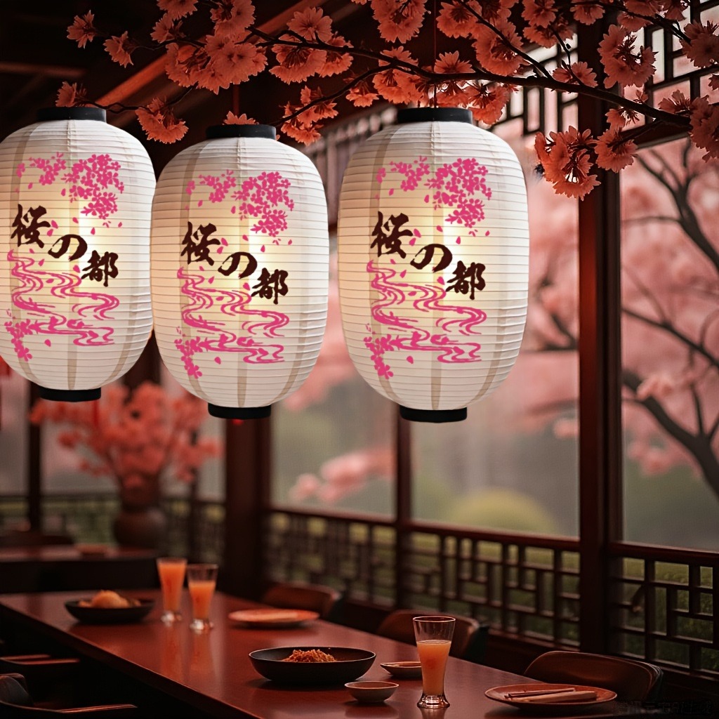 2-Pack Japanese Cherry Blossom Paper Lanterns (12 Inches) - Traditional Style Hanging Decor for Restaurants, Cafes, Indoor Shops & Festival Decorations - Image 4