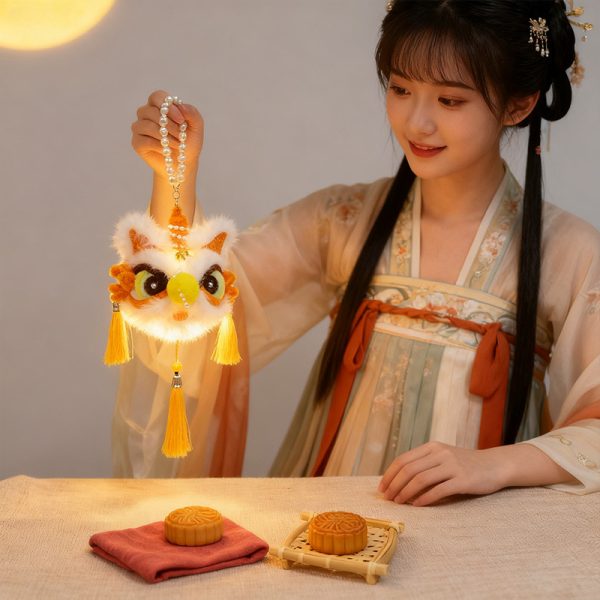 1-Pack Traditional Chinese Lion Dance Plush Lantern (Portable Size), Festive Glowing Decor for Lunar New Year, Indoor Home Display & Cultural Celebration Setup