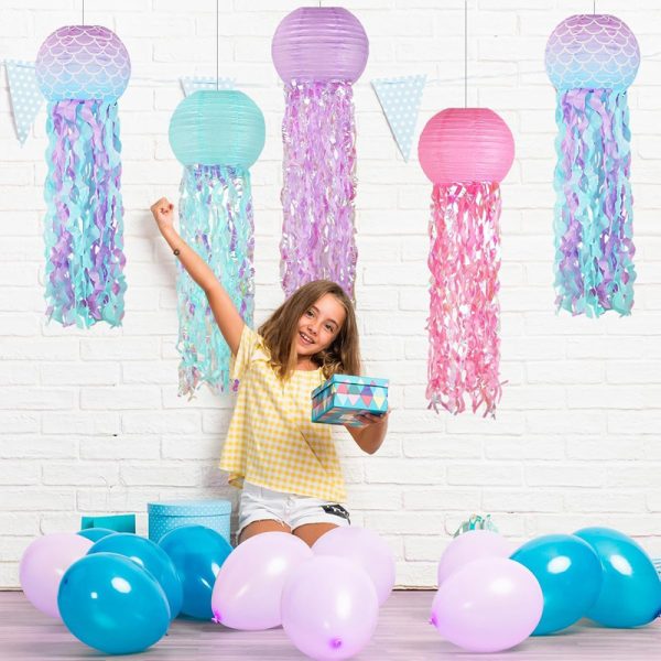 ML251252-5-Pack-Mermaid-Scales-Jellyfish-Paper-Lanterns-(10-Inch-Size),-Handmade-Themed-Decor,-Vibrant-Hanging-Decor-for-Under-The-Sea-Baby-Shower-Birthday-Party-Setup-usage-scene