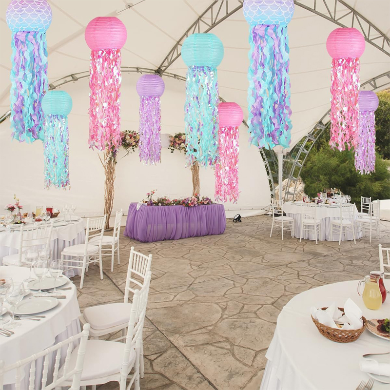 ML251252-5-Pack-Mermaid-Scales-Jellyfish-Paper-Lanterns-(10-Inch-Size),-Handmade-Themed-Decor,-Vibrant-Hanging-Decor-for-Under-The-Sea-Baby-Shower-Birthday-Party-Setup-usage-scene1