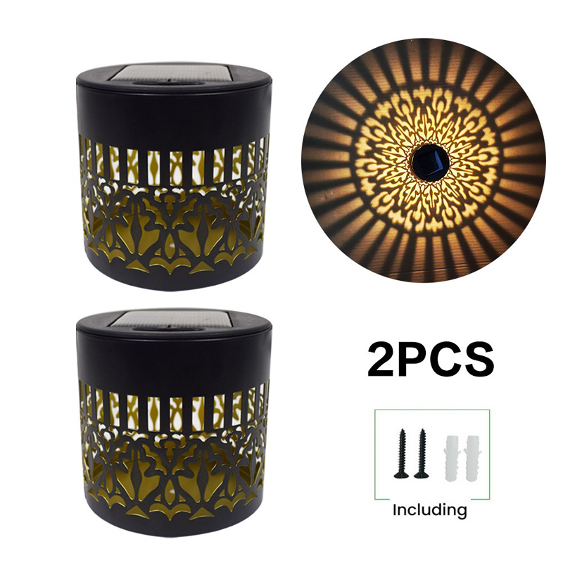 ML260106-2-Pack-Solar-Mandala-Fence-Lights,-Waterproof-Metal-Outdoor-Wall-Lights-with-Projection-Pattern,-Decorative-Step-&-Deck-Lights-for-Garden,-Patio-&-Backyard-Package-includes2