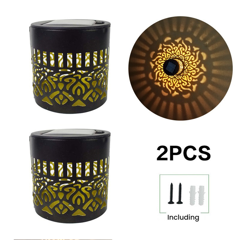 ML260106-2-Pack-Solar-Mandala-Fence-Lights,-Waterproof-Metal-Outdoor-Wall-Lights-with-Projection-Pattern,-Decorative-Step-&-Deck-Lights-for-Garden,-Patio-&-Backyard-Package-includes3