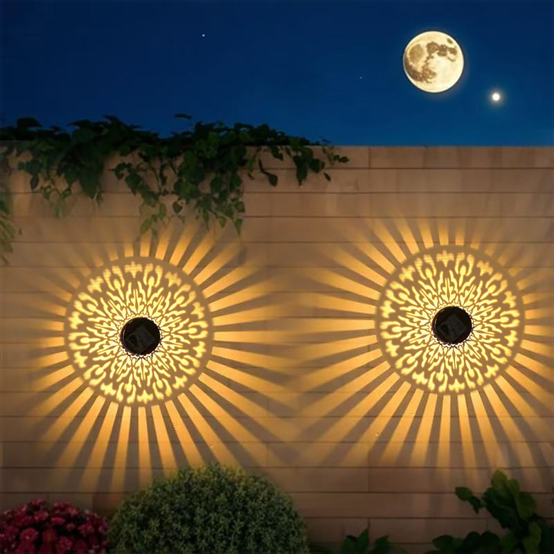 ML260106-2-Pack-Solar-Mandala-Fence-Lights,-Waterproof-Metal-Outdoor-Wall-Lights-with-Projection-Pattern,-Decorative-Step-&-Deck-Lights-for-Garden,-Patio-&-Backyard-usage-view3