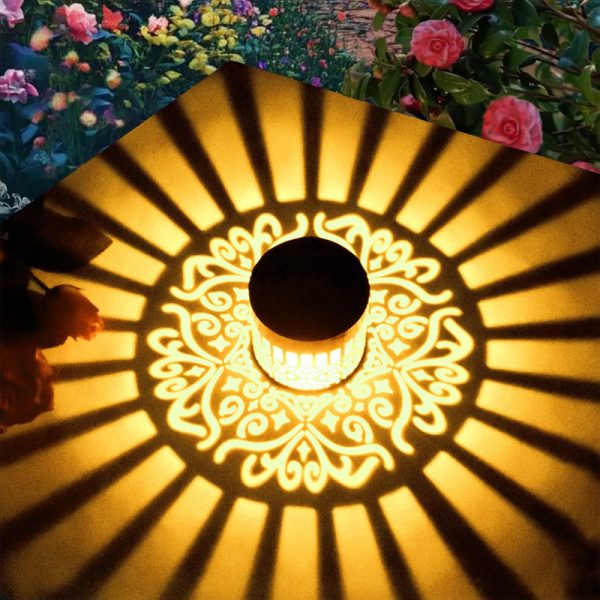 ML260106-2-Pack-Solar-Mandala-Fence-Lights,-Waterproof-Metal-Outdoor-Wall-Lights-with-Projection-Pattern,-Decorative-Step-&-Deck-Lights-for-Garden,-Patio-&-Backyard-usage-view4